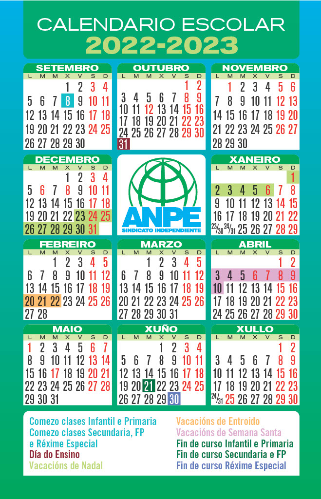 Calendario Escolar Galicia 2022 23 Anpe Imagesee 5096